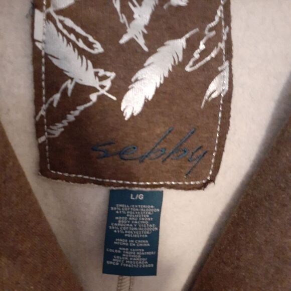 Sebby tan brown hoodie coat jacket large l fall outdoors minimalist soft luxury - Picture 3 of 5